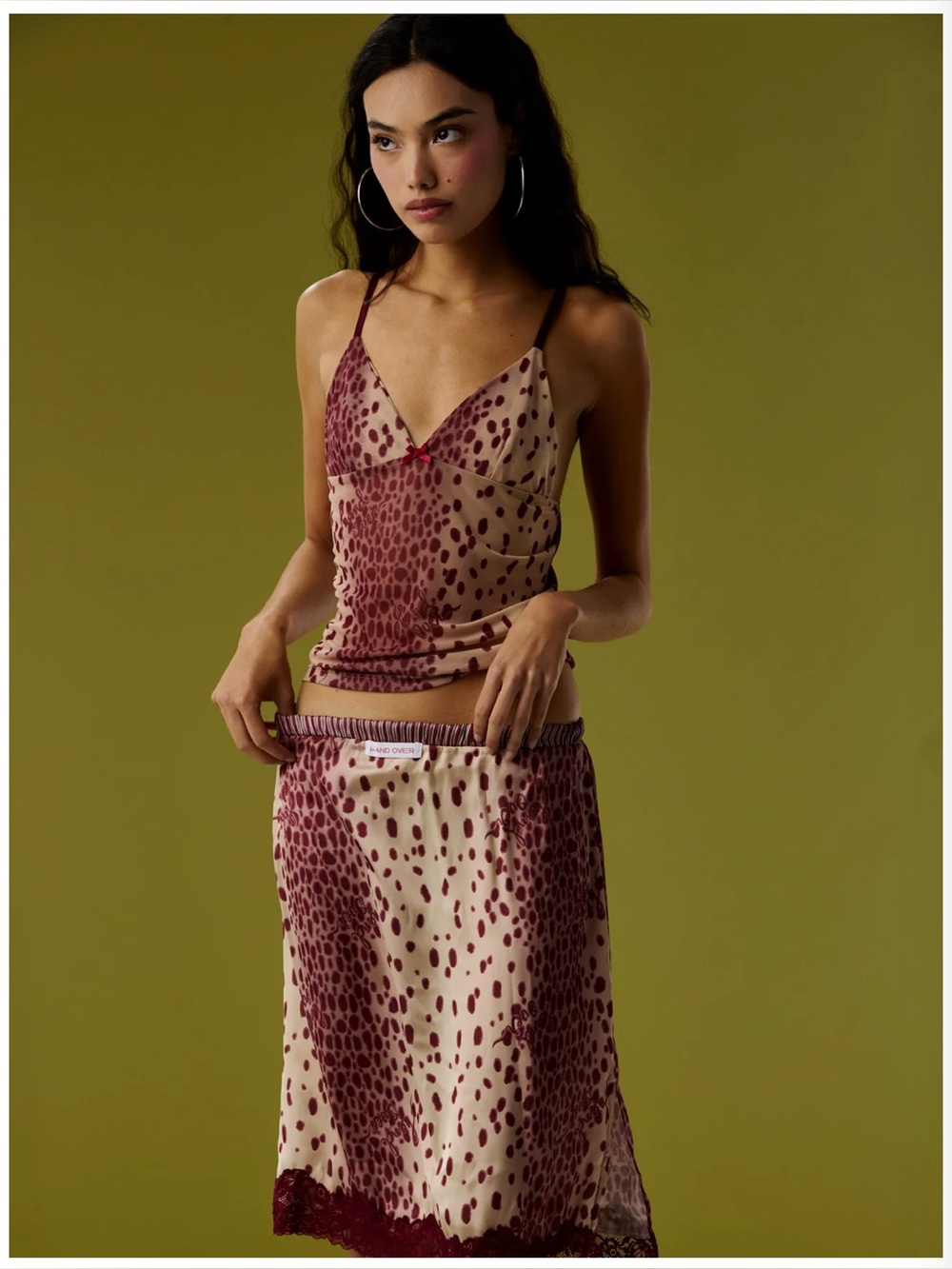 NWT Hand Over Roberto Top in Pink Blush Cheetah Leopard Animal Print Light Mesh